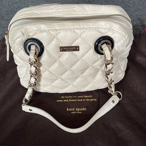 Classic Kate Spade Cream leather quilted purse - gold chain straps